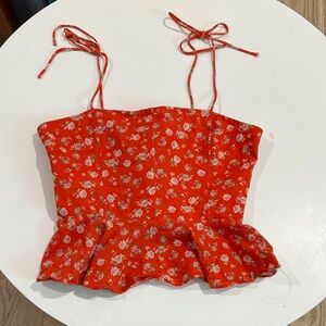 Wayf Red Floral Camisole Top